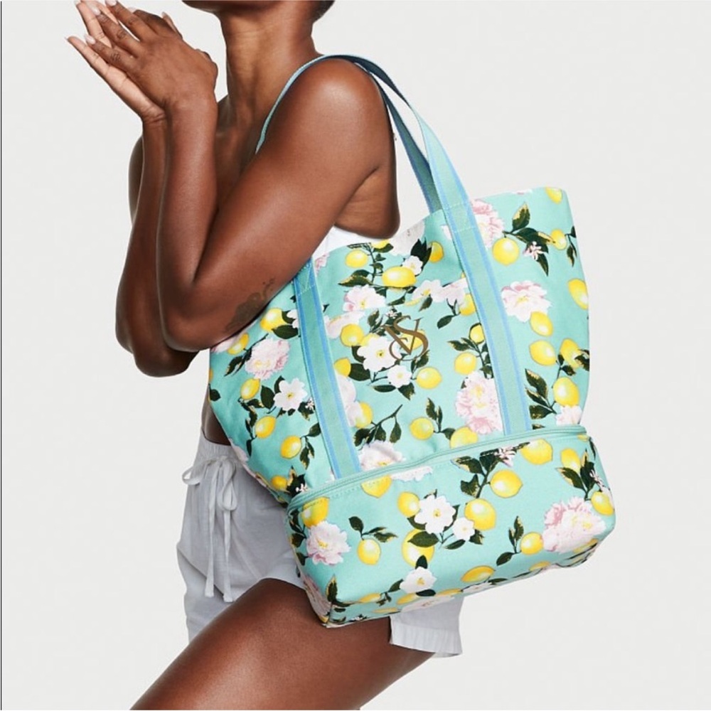 Victoria Secret Swim Cooler Floral Lemon Tote Bag - Picture 1 of 7